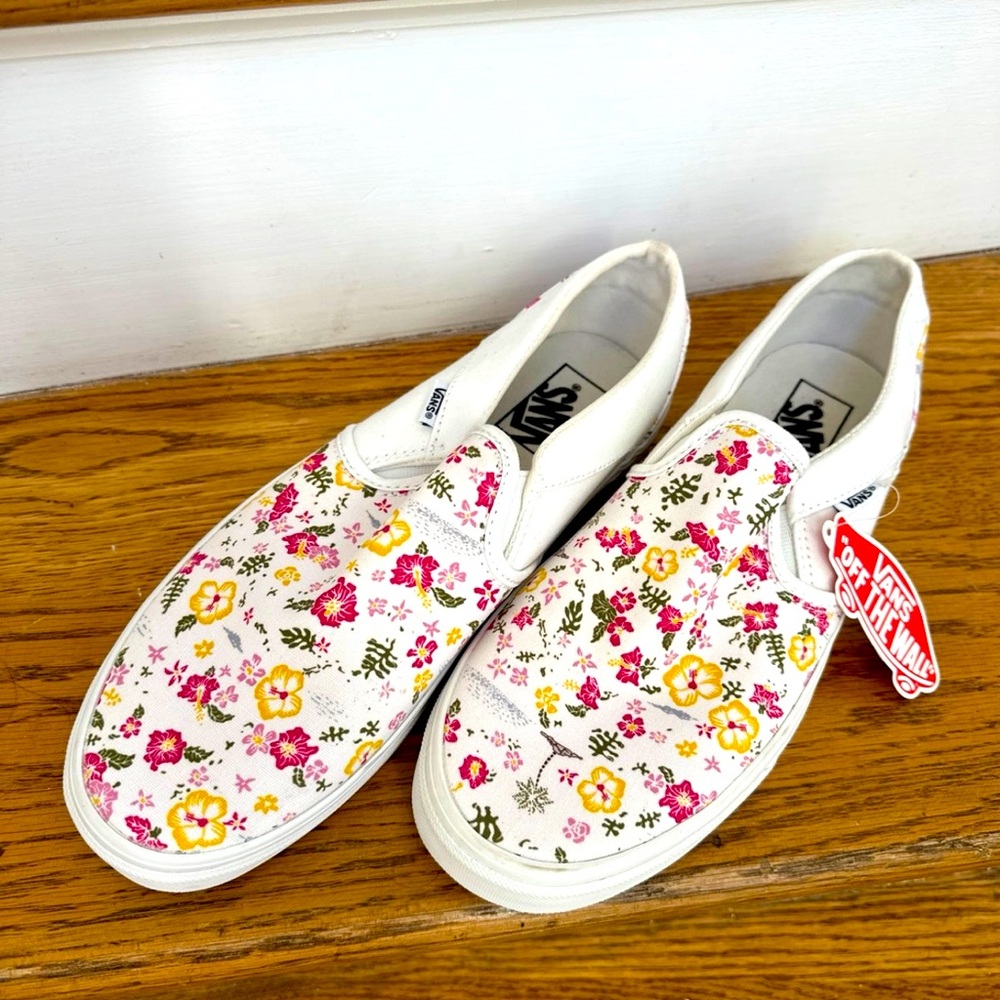 Vans Off The Wall Classic Slip On Shoes Floral Flower Pattern Womens Size 11